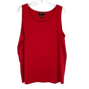 Maggie Barnes Womens Sleeveless Top Size 1X Red Scoop Neck Career